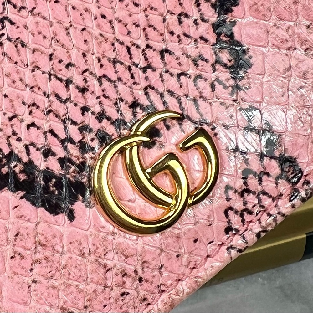 Gucci Marmont Pink Python Leather Compact Wallet - image 3